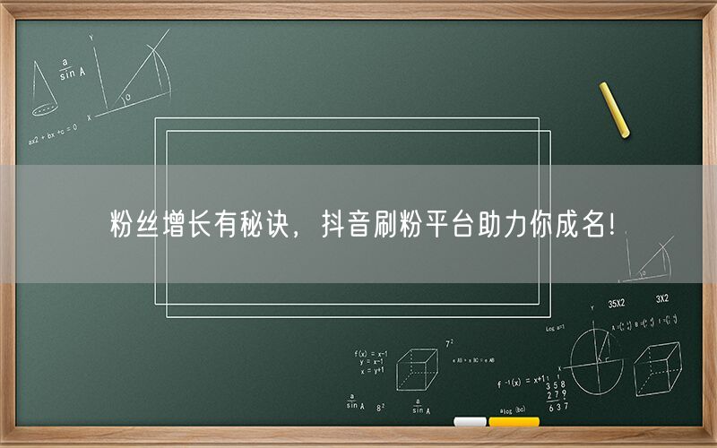 粉丝增长有秘诀，抖音刷粉平台助力你成名！